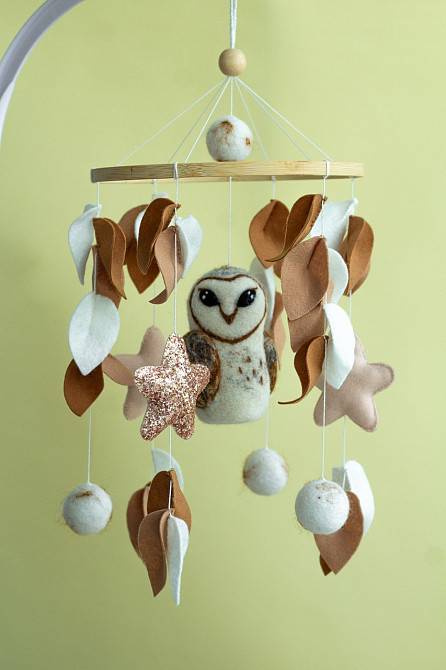 Дитячий музичний мобіль на ліжечко для немовлят WooolyWool «Сова» з 35 мелодіями Київ - фото 2