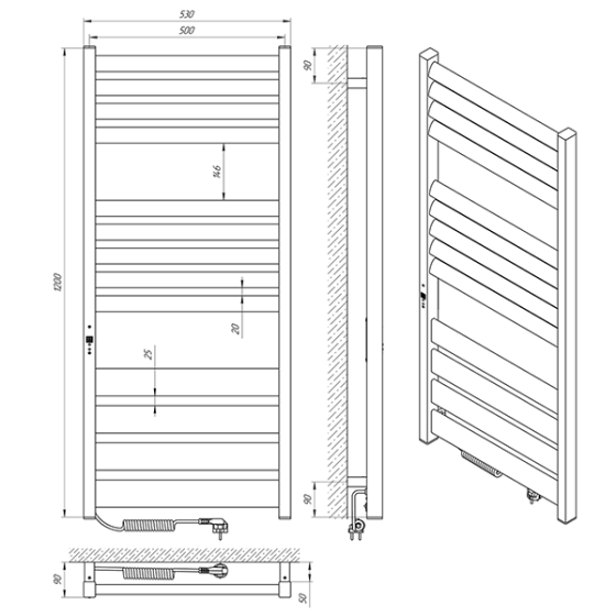Електрична рушникосушка Laris Зебра Лавина ЧКЧ 13 500Х1200 Е чорний Київ