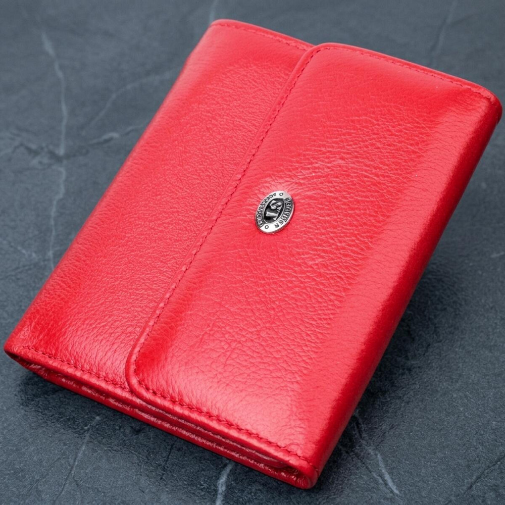 Яркий женский кошелек с монетницей из натуральной кожи ST Leather 19482 Красный Киев - изображение 11