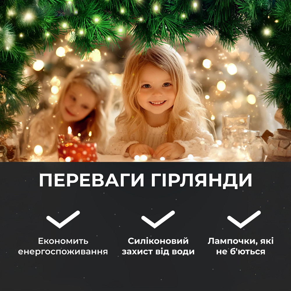 Гирлянда "Роса" на пульті, 200 м, 2000 LED, біла Київ - фото 6