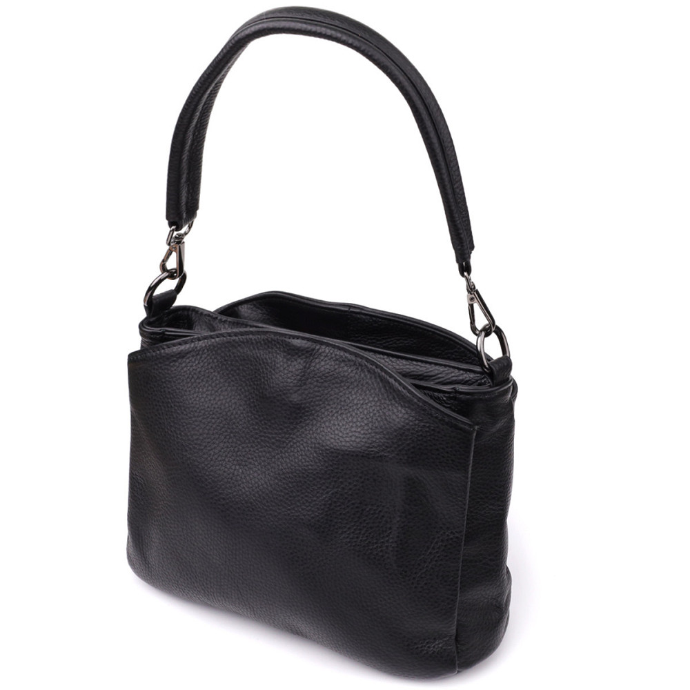 Сумка на плече з натуральної шкіри Vintage 23007 Чорний Київ - фото 1