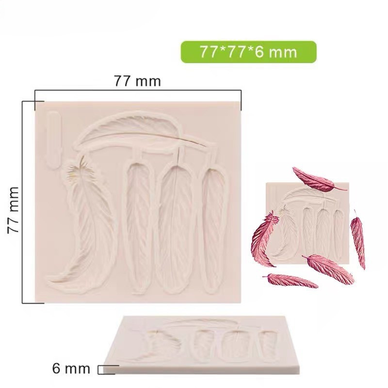 Молд силиконовый Перышки 77 на 77 мм серый Киев - изображение 3