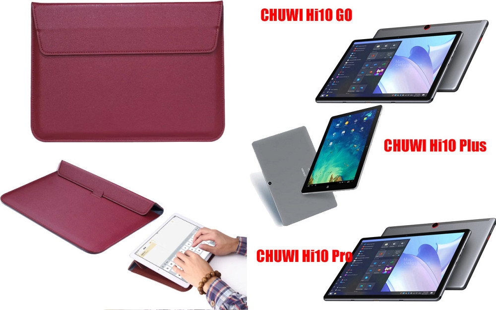 Чохол-конверт VitoCase для Chuwi Hi10 GO, з функцією підставки для планшета Чорний Бордовий Київ - фото 1