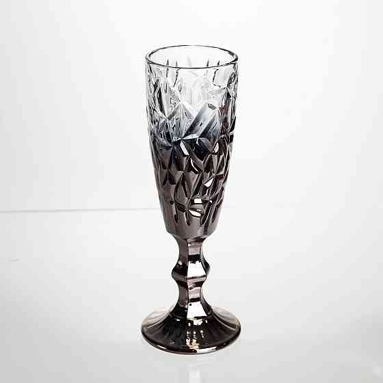 Набір келихів для шампанського 6 штук 160 мл подарункові келихи для шампанського на ніжці фужери для ігристих вин Сірий HP-19-180 Коломыя