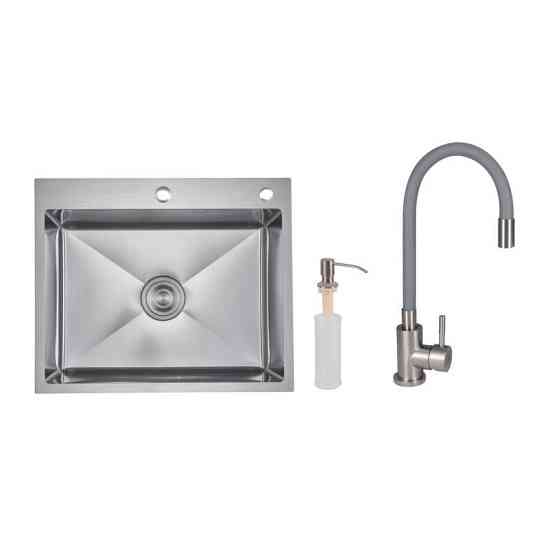 Акційний набір Lidz: мийка H6050H інтегрована Decor Honeycomb 2,5/0,5 мм LDH6050DEC48370 + Змішувач Aria для кухні з гнучким Київ