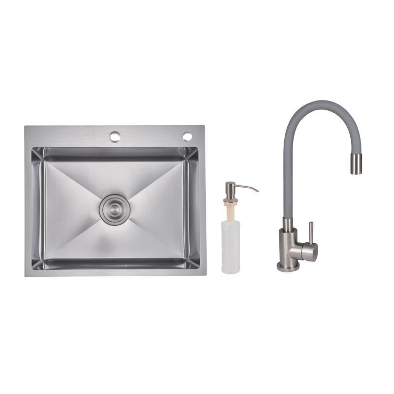 Акційний набір Lidz: мийка H6050H інтегрована Decor Honeycomb 2,5/0,5 мм LDH6050DEC48370 + Змішувач Aria для кухні з гнучким Київ - фото 1
