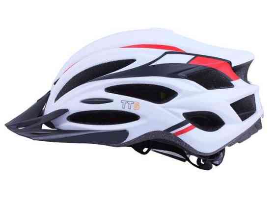 Шлем велосипедный H-093 c черным козырьком, габаритным фонарем (белый с красным, size L) Мукачево