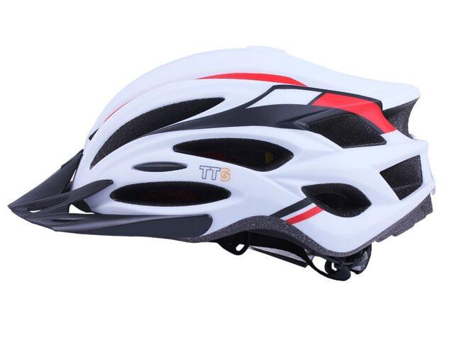 Шлем велосипедный H-093 c черным козырьком, габаритным фонарем (белый с красным, size L) Мукачево - изображение 3