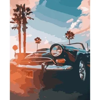 Набір для розпису по номерах Авто в Маямі Strateg розміром 40х50 см (GS664), шт Київ - фото 1