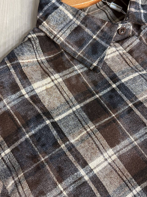 Сорочка жіноча YZY 7765 в клітинку оверсайз широка варена, темно-коричневий, one size Київ - фото 2
