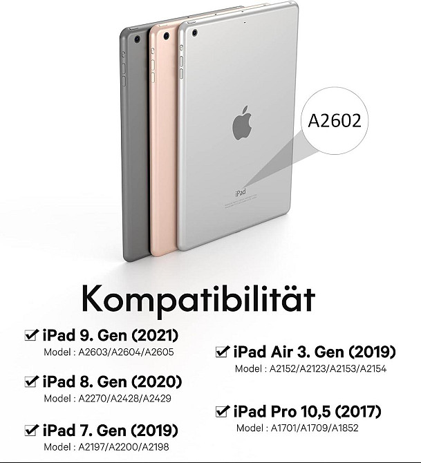 Чохол з Bluetooth клавіатурою для iPad 10.2" 9, 8, 7 покоління з кольоровою підсвіткою, з тачпадом, тримачем стилуса QWERTZ Київ - фото 8