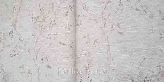 Обои виниловые на флизелине AS creation Della Natura 1.06Х10 листья ветки размытый рисунок бежевые на белом Киев