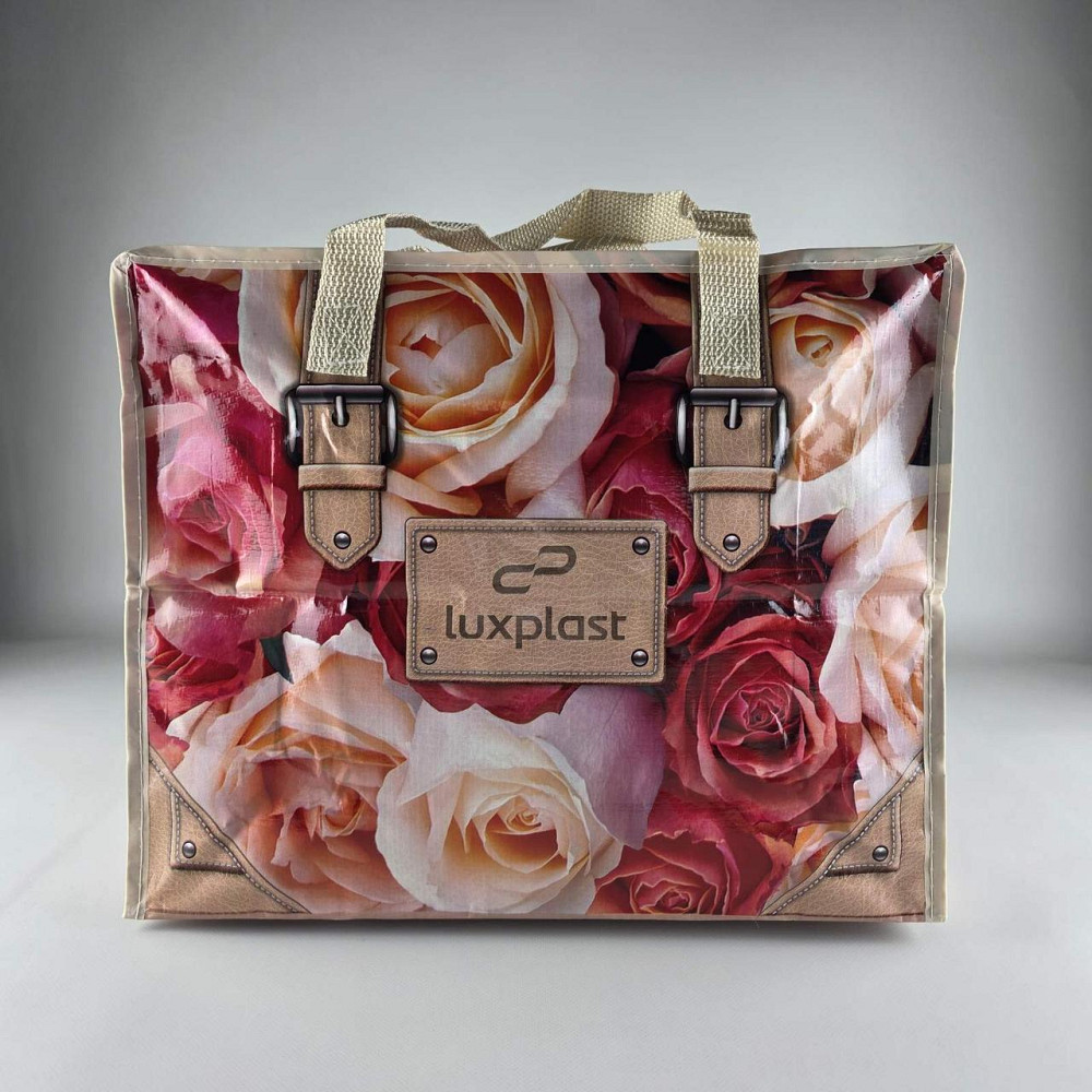 Поліпропіленова сумка господарська з кольоровим малюнком No1 Троянди бежеві (1 шт.) Харків - фото 1