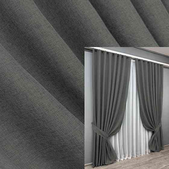 Комплект готових штор VR-Textil Льон Льон Мішковина № 1282ш Сірий 125х275 см 2 шт (39-582) Київ