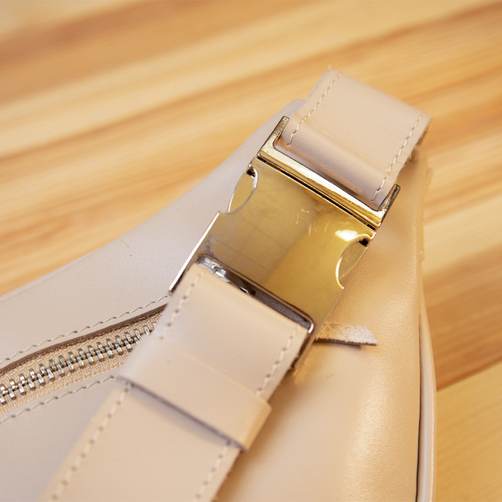 Практична шкіряна сумка на пояс GRANDE PELLE 11357 Бежевий Київ - фото 2