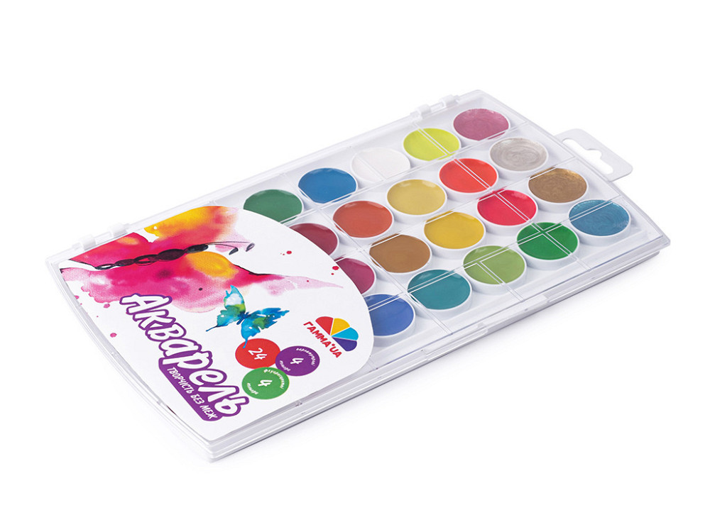 Фарби акварельні "Гамма Нововолинськ" "Творчість" 24+4+4 перл. та флуор. кол.,  б/п, пластик, 400126, шт Київ - фото 1