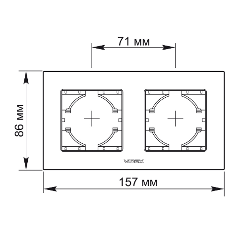 BINERA шоколадний алюміній Рамка горизонтальна 2-а Videx Житомир