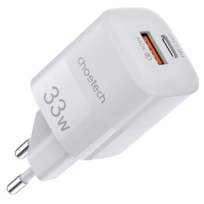 Зарядное устройство Choetech GaN USB-A/USB-C 33W QC3.0/PD/PPS (PD5006-EU-WH) Винница - изображение 1