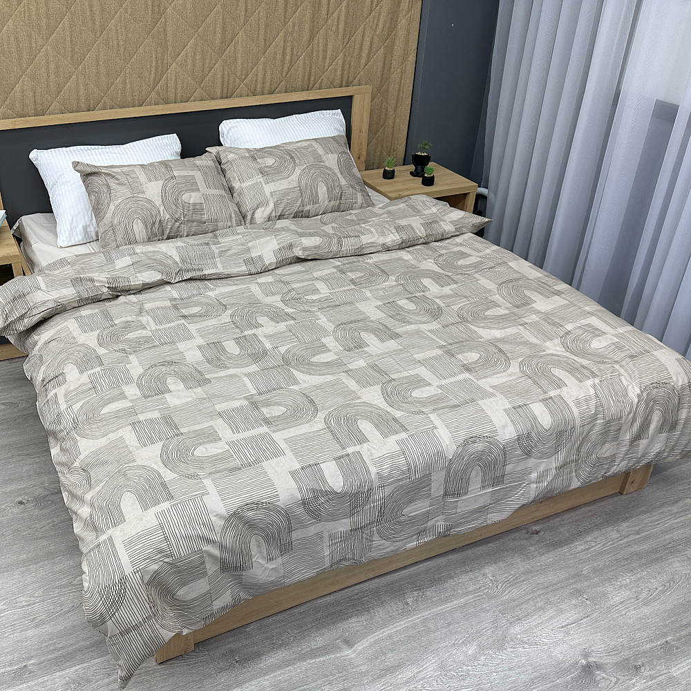Комплект постельного белья Поплин, Decorator Cotton Lux Collection Branch Двуспальный 180х215 Бежевый (88-129) Киев - изображение 1