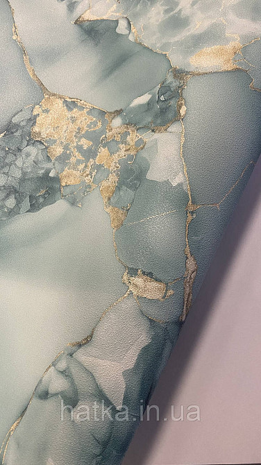 Обои метровые виниловые на флизелине A.S.Creation Elite of Shades 1.06x10 под мрамор зеленые с золотом 78657-1 Киев - изображение 2