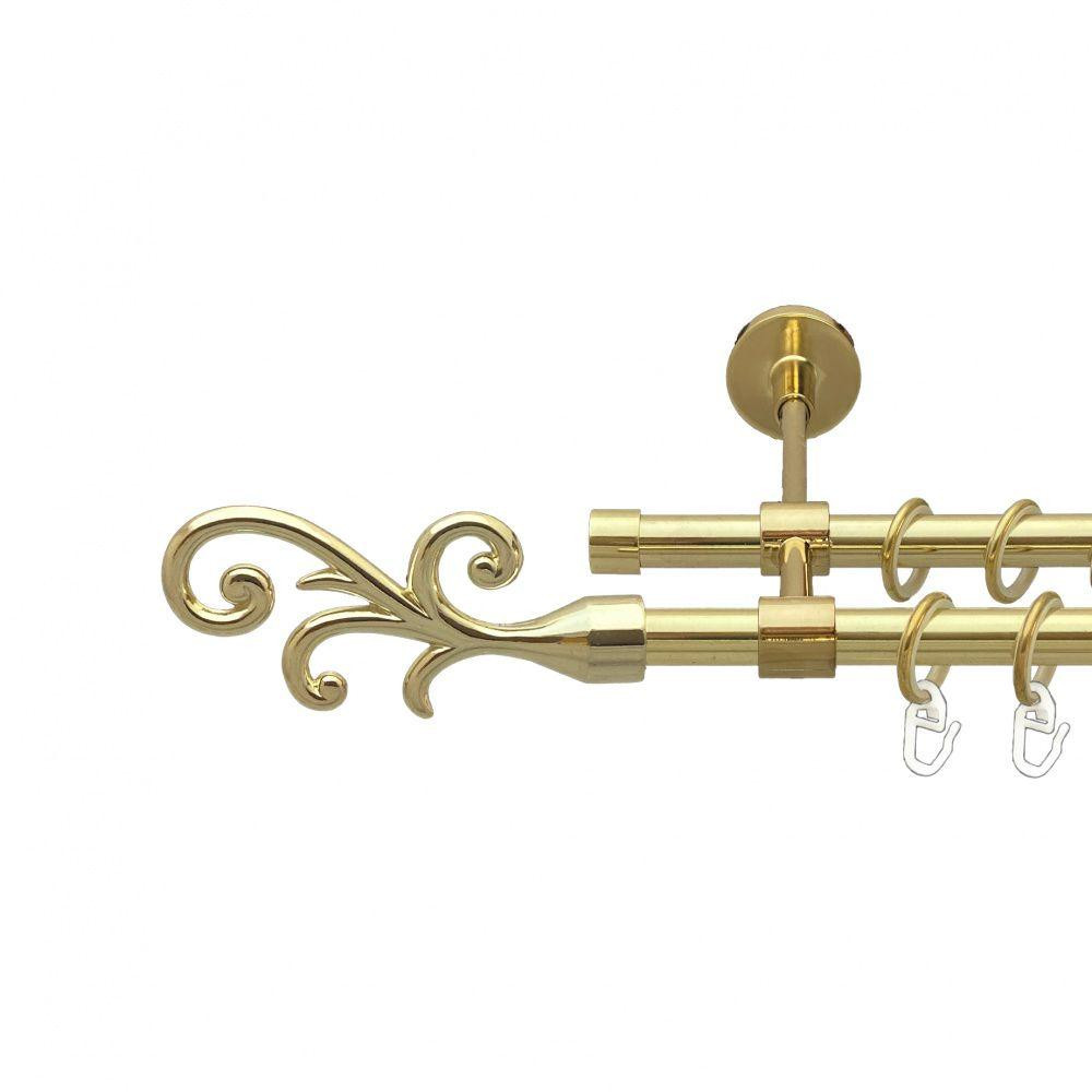 Карниз Orvit Фала металевий дворядний закритий гладка труба кільце металеве Золото 16\16 мм 200 см (00-00014604) Львів - фото 1