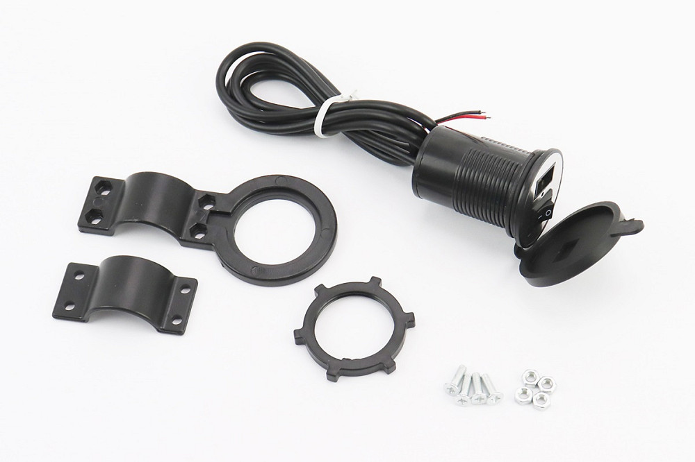 Зарядка USB універсальна на 1 вихід, з кнопкою вкл/викл (кріплення в пластик/на кермо) Київ - фото 1