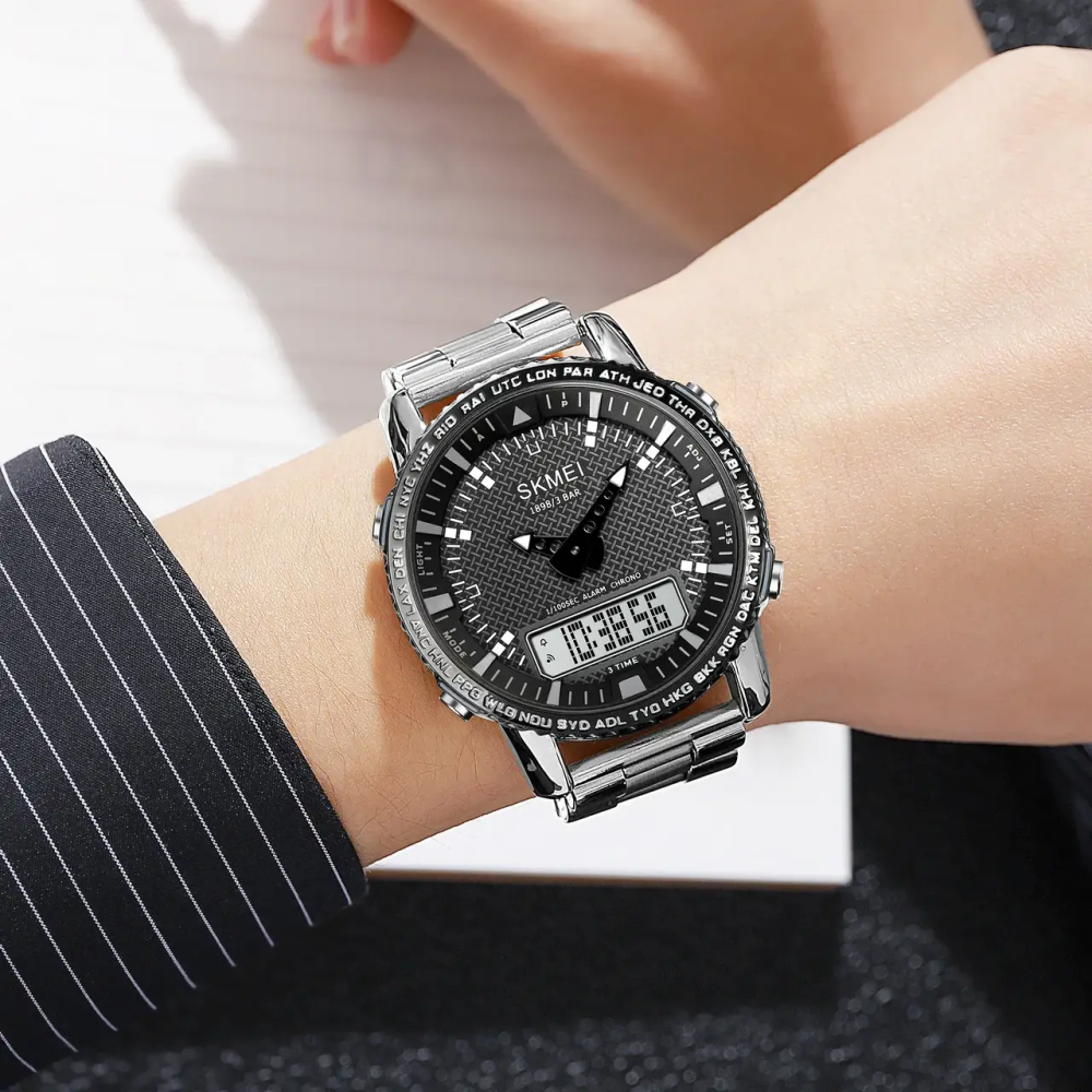 Мужские наручные часы Skmei 1898 (Серебристый с белым табло) Винница - изображение 6