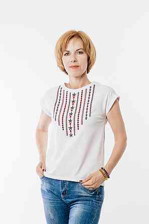 Вышиванка-футболка женская, белая Киев