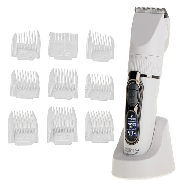 Машинка для стрижки волосся Camry CR 2841 White акумуляторна з LCD дисплеєм титан та кераміка 9 насадок BC-36 Львів - фото 1
