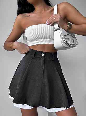 Женская трендовая юбка-шорты вельвет + коттон Графит, 46/48 Одесса