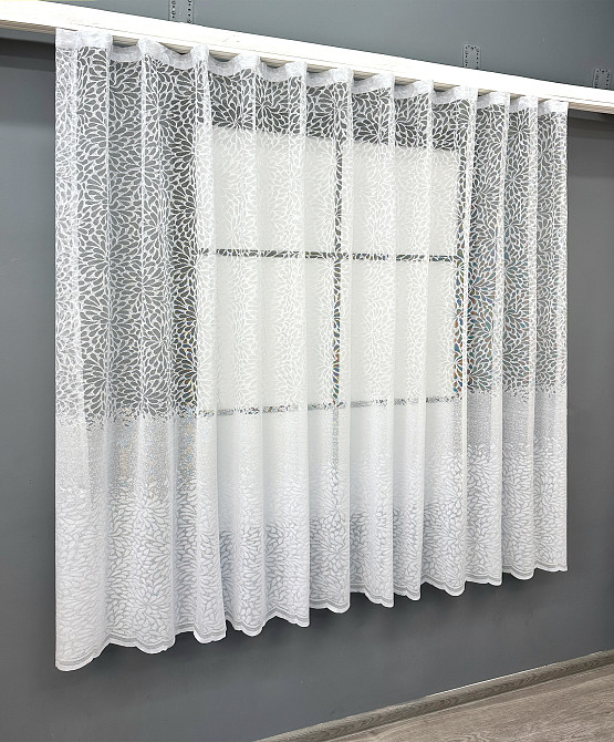 Коротка тюль, висота 1,6 м., жакард колір білий 1789т Київ - фото 2