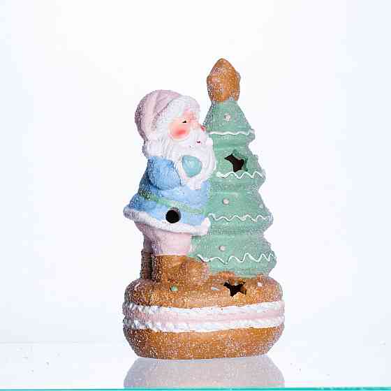 Yiwu Новорічна декоративна фігурка з підсвіткою 11.5×9×20 см Новорічний декор Санта-Клаус з яли Коломия