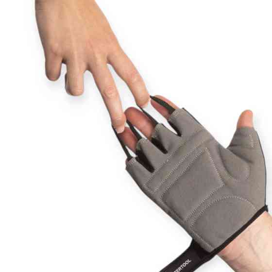 Рукавички без пальців, еко шкіра "amara", розмір 10, захисні вставки, фіксація ремінцем, чорно-сірі Мукачево