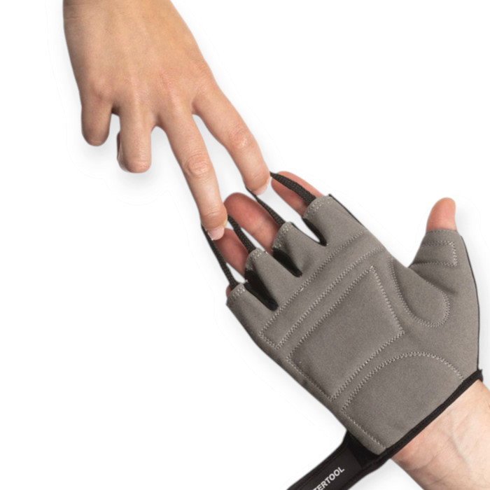 Рукавички без пальців, еко шкіра "amara", розмір 10, захисні вставки, фіксація ремінцем, чорно-сірі Мукачево - фото 3