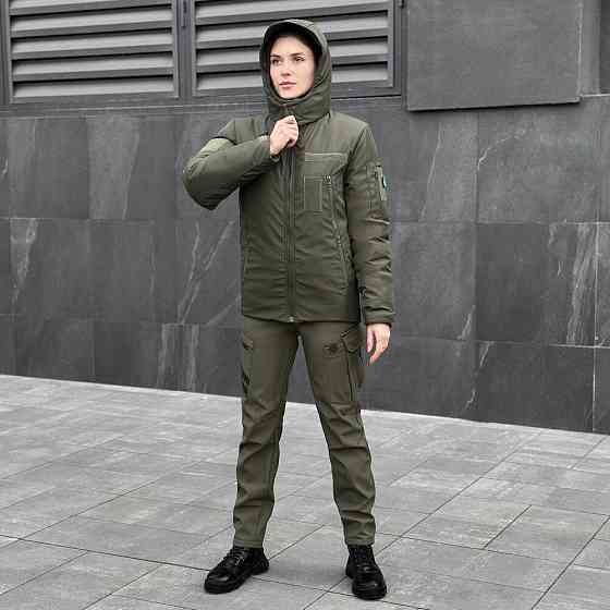 Тактическая зимняя женская куртка хаки Pobedov Motive Киев
