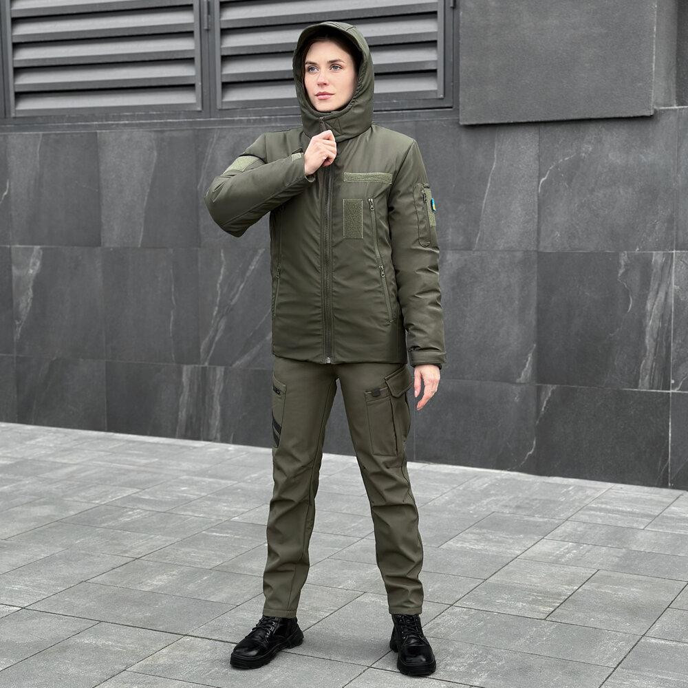 Тактическая зимняя женская куртка хаки Pobedov Motive Киев - изображение 4
