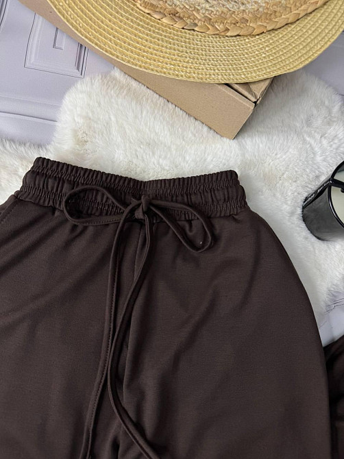 Жіночий повсякденний костюм трійка: кофта топ і штани двонитка. Шоколад, 46/48 Одеса - фото 10