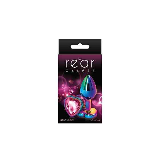 Анальна пробка NS Novelties Rear Assets — Multicolor Heart — Small — Pink Sex Aura Київ