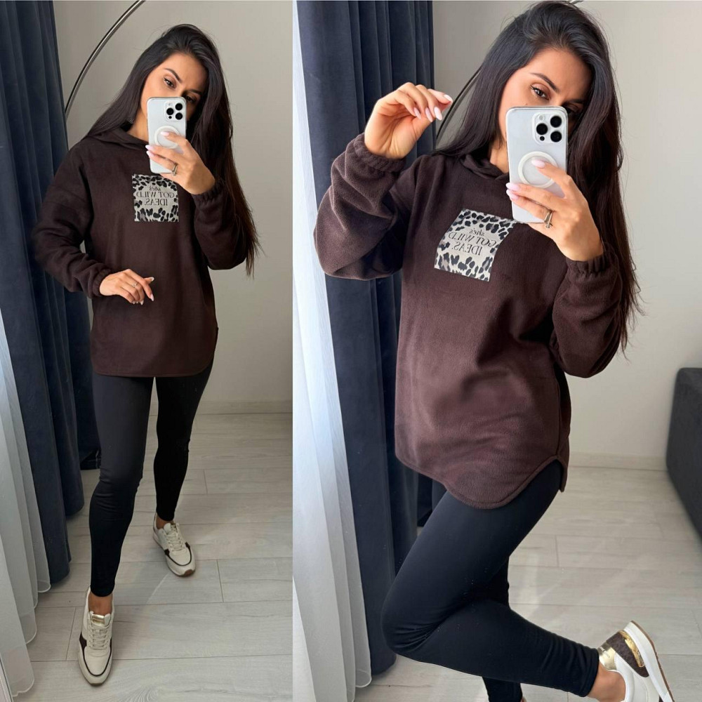 Жіночий теплий костюм-двійка: кофта та лосини двосторонній Polar Фліс + дайвінг на флісі Шоколад, 46/48 Одеса - фото 3