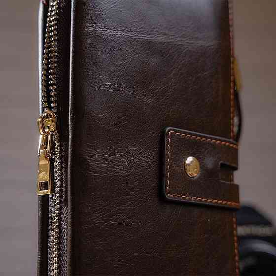 Мужской клатч в гладкой коже 20236 Vintage Коричневый Киев