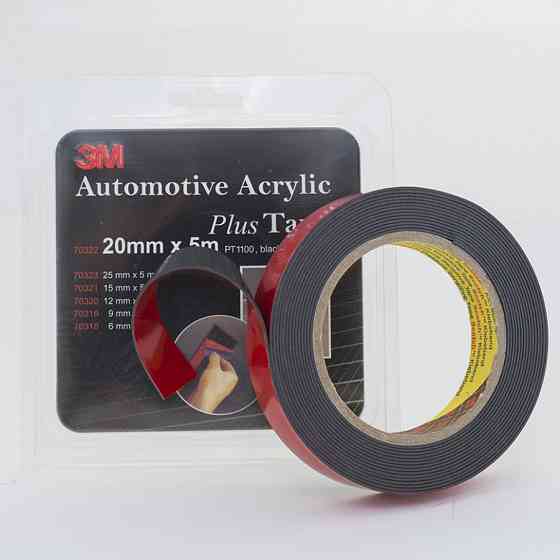 Скотч двосторонній 20мм х 5м 3M 1100 "Plus Tape" чорний, 70322 Київ