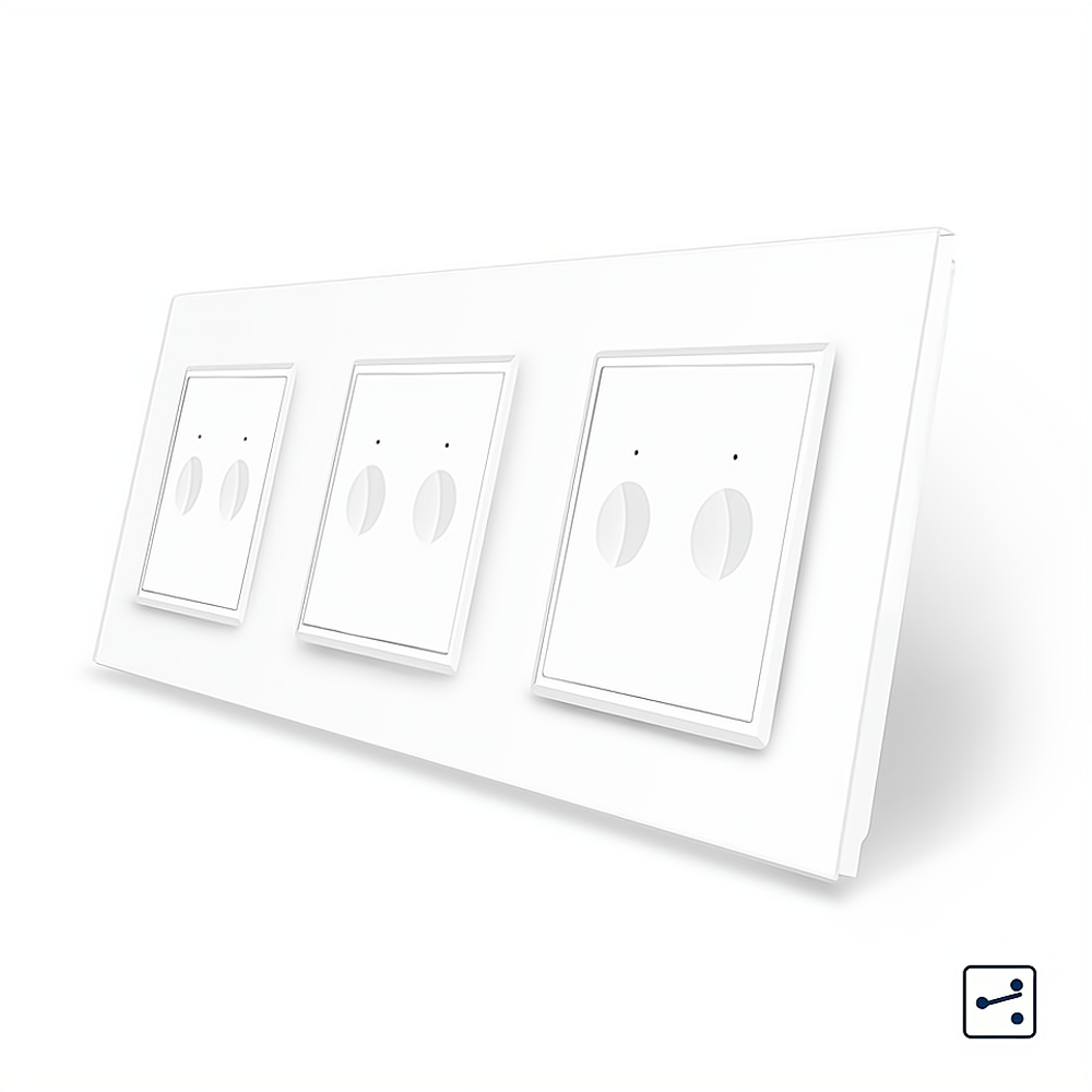 LIVOLO Сенсорний прохідний/перехресний вимикач Sense 6 сенсорів (2-2-2) Livolo білий скло (VL-C Коломия - фото 1
