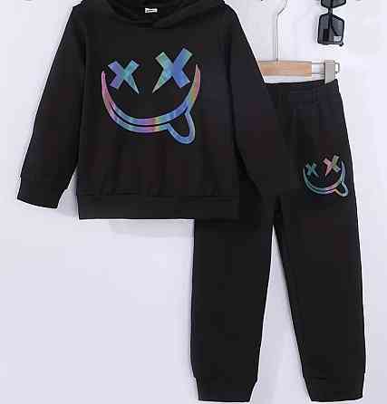 ✨ Дитячий костюм 🖤 на 5-6 років | Спортивний комплект зі смайлом 🌈 | Худі + штани Киев