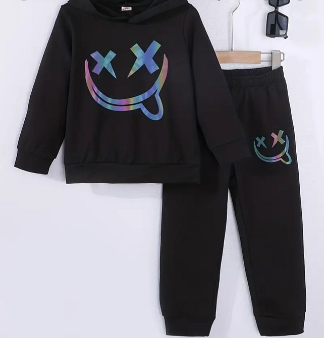 ✨ Дитячий костюм 🖤 на 5-6 років | Спортивний комплект зі смайлом 🌈 | Худі + штани Киев - изображение 1