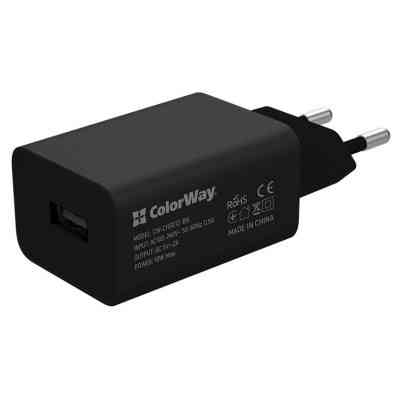 Зарядное устройство ColorWay 1USB AUTO ID 2A (10W) black + cable Type C (CW-CHS012CC-BK) Винница