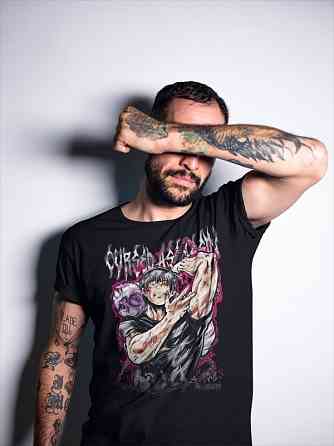 Футболка аниме Магическая битва оверсайз (S/M/L) Черний AnimeJ0139 Днепр