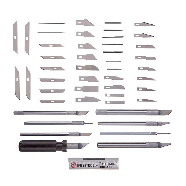 Набір скальпелів, 56 од., в пластиковому футлярі INTERTOOL HT-0530 Київ - фото 3