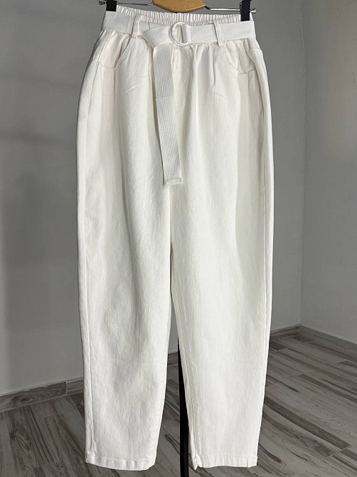 Джинси жіночі A-N 25072 MOM банани талія на резинці з ременем білі, білий, M, M, 77 см, 105 см Київ - фото 3