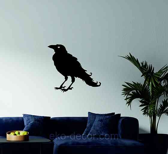 Декоративне настінне Панно «Ворон» Декор на стіну 90*81 см, Чорний Київ