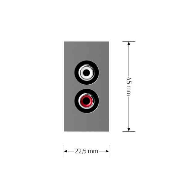 Аудіо розетка RCA (тюльпан) LIVOLO, сіра, модуль 0.5 поста, для колонок / підсилювача (VL-FCAU-1IP) Коломыя